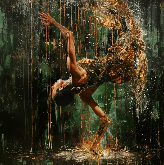 Body in dynamic motion through water, symbolizing embodied grounding.